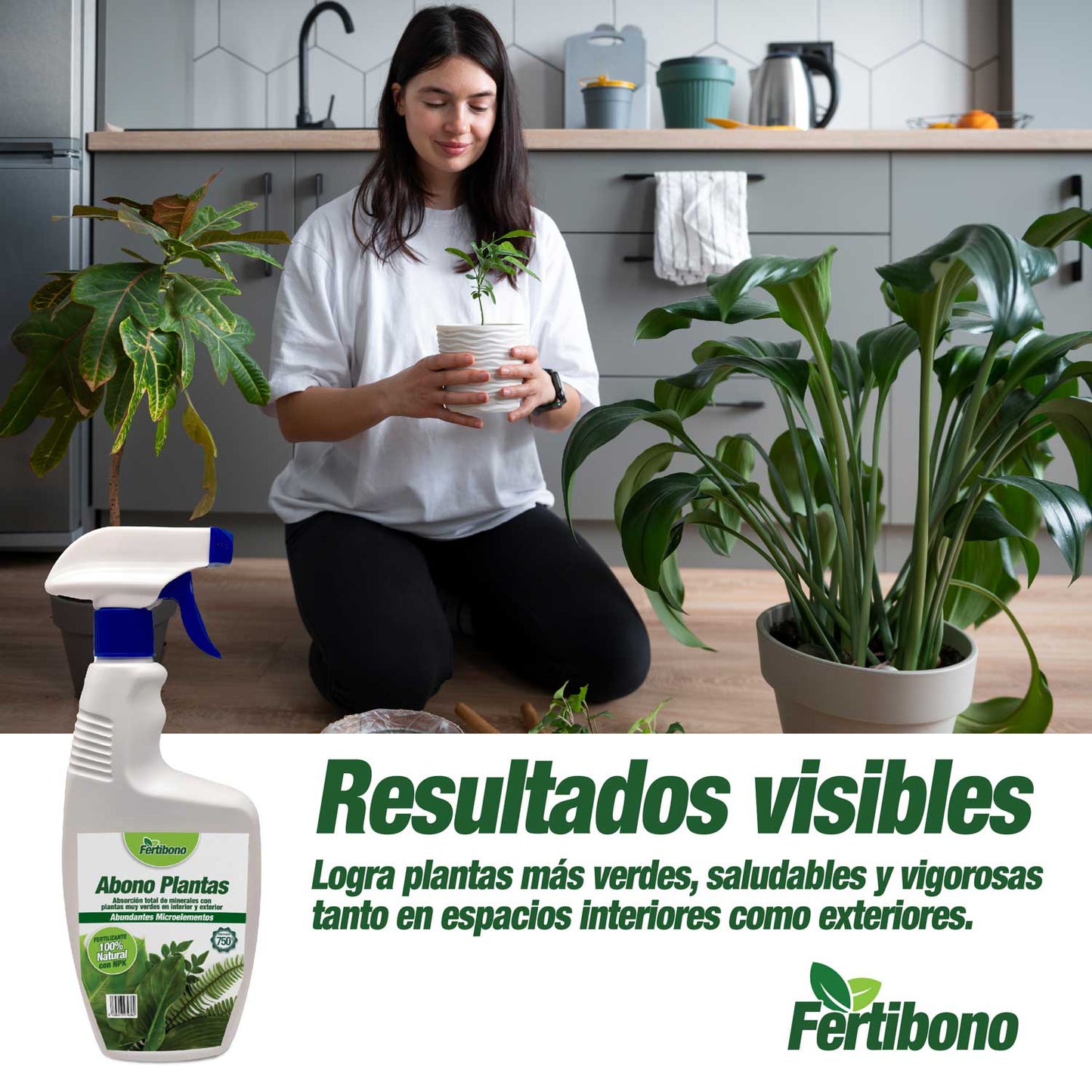 Fertibono Abono Plantas: Fertilizante Natural con NPK, Hierro, Boro, Zinc y Más - Enriquecido con Algas y Materia Orgánica - Ideal para Verde Intenso en Interior y Exterior