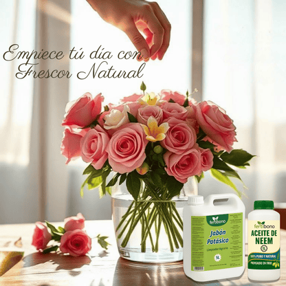 Fertibono - Jabón Potásico y Aceite de Neem - 5L + 1l - Limpieza y Cuidado Natural para Plantas y Jardín - 100% Ecológico y Biodegradable