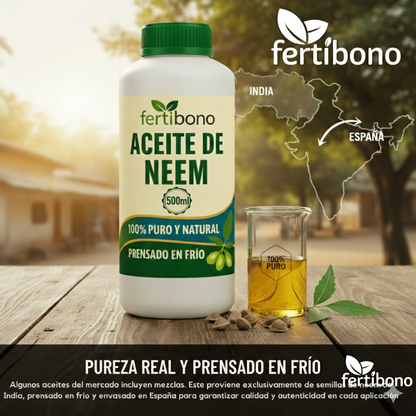 Aceite de Neem 100% Puro 500 ml | Prensado en Frío – Cuidado natural para plantas sanas en hogar, jardín, terraza y oficinas