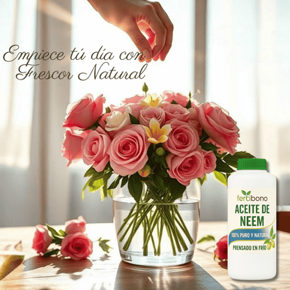 FERTIBONO Aceite de Neem 100% Puro y Natural  - 250ML - Extraído de Semillas - Vitalidad y Bienestar para Plantas - Hidratación y Nutrición Natural - Residuo Cero