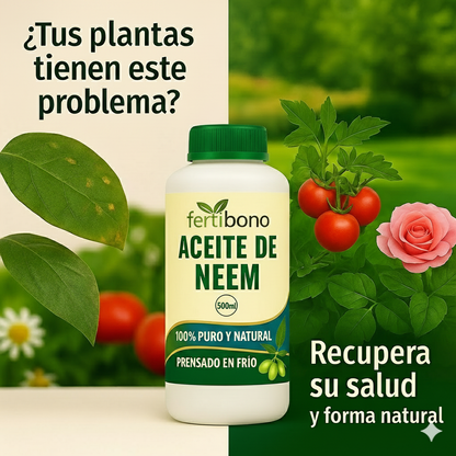 Aceite de Neem 100% Puro 500 ml | Prensado en Frío – Cuidado natural para plantas sanas en hogar, jardín, terraza y oficinas