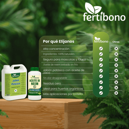 Fertibono - Jabón Potásico y Aceite de Neem - 5L + 1l - Limpieza y Cuidado Natural para Plantas y Jardín - 100% Ecológico y Biodegradable