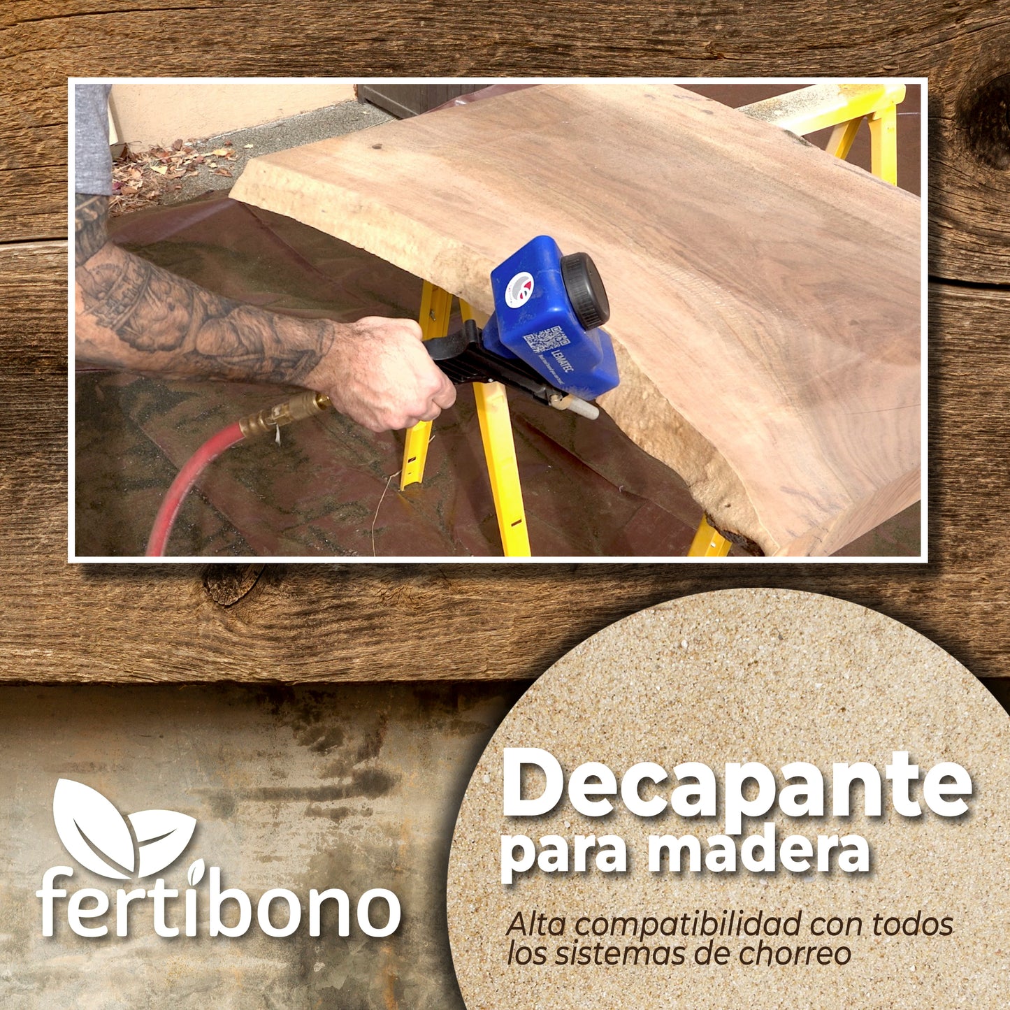 Arena Para Chorrear Fertibono - 11kg, Alta Pureza SiO2, Baja Humedad, Ideal Para Metal, Madera, Óxido Y Pintura, Ecológica Y Versátil