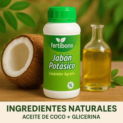 Fertibono Jabón Potásico 1L - Limpieza Natural, Multiusos | Con Aceite de Coco y Glicerina | 100% Biodegradable y Seguro para el Hogar