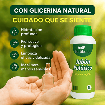 Fertibono Jabón Potásico 1L - Limpieza Natural, Multiusos | Con Aceite de Coco y Glicerina | 100% Biodegradable y Seguro para el Hogar