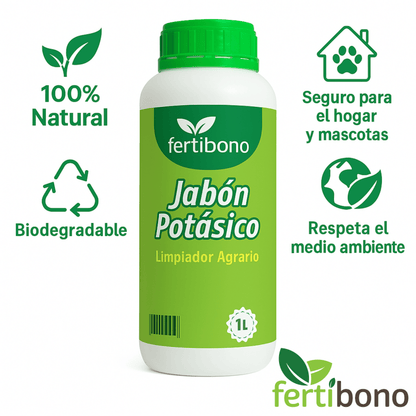 Fertibono Jabón Potásico 1L - Limpieza Natural, Multiusos | Con Aceite de Coco y Glicerina | 100% Biodegradable y Seguro para el Hogar