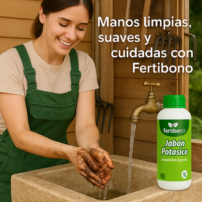Fertibono Jabón Potásico 1L - Limpieza Natural, Multiusos | Con Aceite de Coco y Glicerina | 100% Biodegradable y Seguro para el Hogar