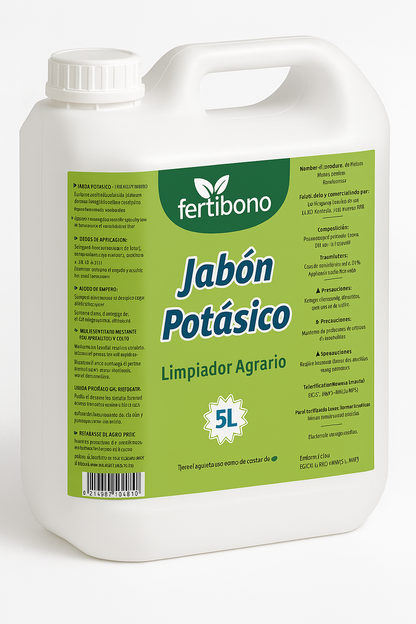 FERTIBONO Jabon Potasico Ultra Concentrado - El Más Eficaz 100% Natural y Residuo Cero Insecticida para Plantas, Potente contra Pulgón (5L)