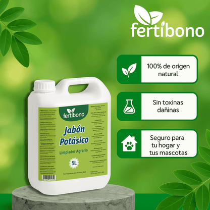 FERTIBONO Jabon Potasico Ultra Concentrado - El Más Eficaz 100% Natural y Residuo Cero Insecticida para Plantas, Potente contra Pulgón (5L)