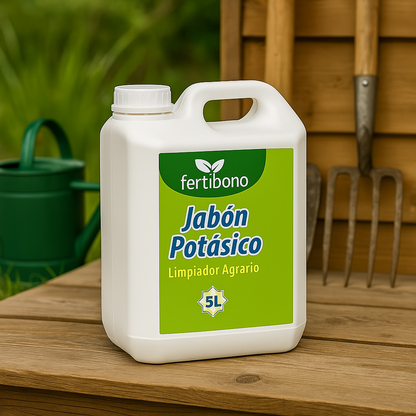 FERTIBONO Jabon Potasico Ultra Concentrado - El Más Eficaz 100% Natural y Residuo Cero Insecticida para Plantas, Potente contra Pulgón (5L)