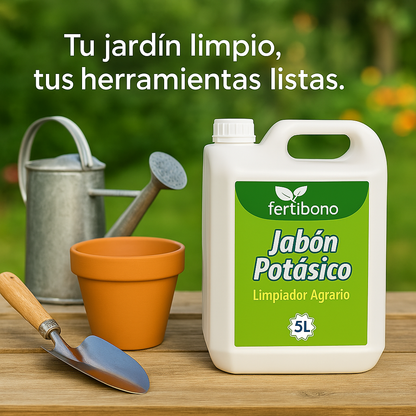 FERTIBONO Jabon Potasico Ultra Concentrado - El Más Eficaz 100% Natural y Residuo Cero Insecticida para Plantas, Potente contra Pulgón (5L)