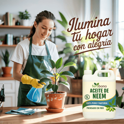 FERTIBONO Aceite de Neem 100% Puro y Natural - Extraído de Semillas - Vitalidad y Bienestar para Plantas - Hidratación y Nutrición Natural - Residuo Cero - 5L