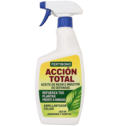 FERTIBONO ACCIÓN TOTAL – Aceite de Neem para plantas – 750 ml – Solución Multiuso - Uso en Jardín y Huerto