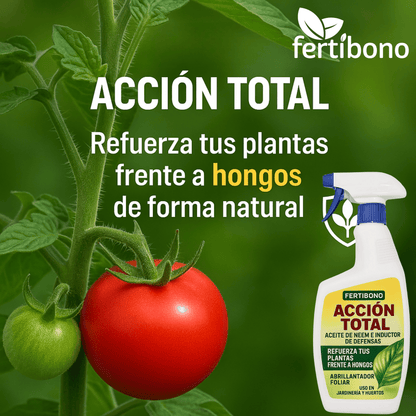 FERTIBONO ACCIÓN TOTAL – Aceite de Neem para plantas – 750 ml – Solución Multiuso - Uso en Jardín y Huerto