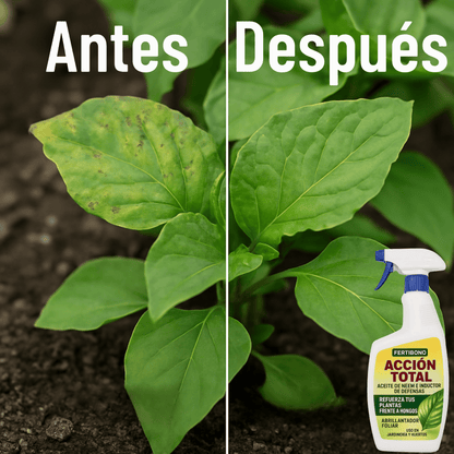 FERTIBONO ACCIÓN TOTAL – Aceite de Neem para plantas – 750 ml – Solución Multiuso - Uso en Jardín y Huerto