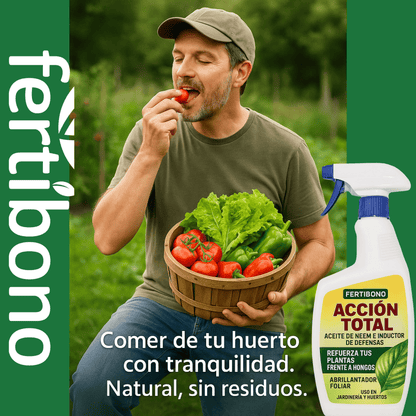 FERTIBONO ACCIÓN TOTAL – Aceite de Neem para plantas – 750 ml – Solución Multiuso - Uso en Jardín y Huerto
