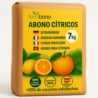 FERTIBONO Abono Cítricos Premium para Limonero y Naranjos, 20-5-11, (7Kg), con Hierro, Calcio, Azufre, Magnesio, y Manganeso - Corrector de Carencias Múltiples