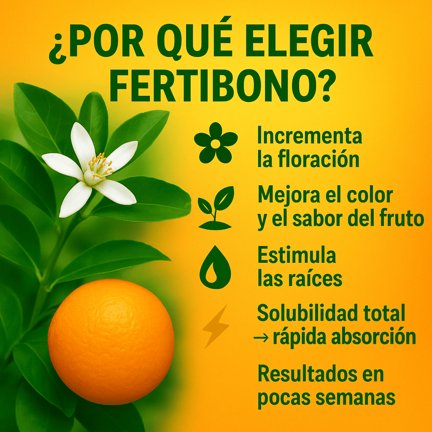 FERTIBONO Abono Cítricos Premium para Limonero y Naranjos, 20-5-11, (7Kg), con Hierro, Calcio, Azufre, Magnesio, y Manganeso - Corrector de Carencias Múltiples
