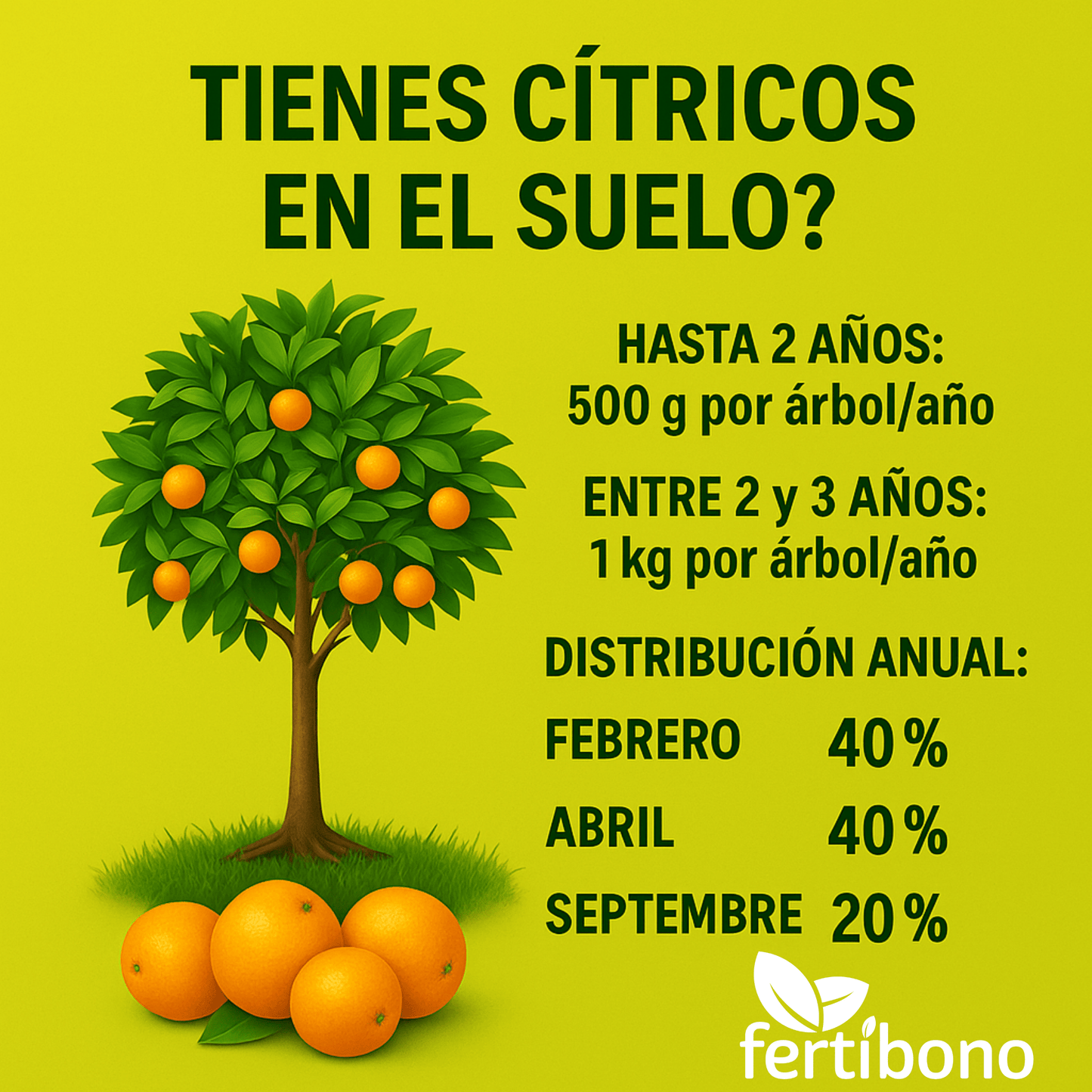 FERTIBONO Abono Cítricos Premium para Limonero y Naranjos, 20-5-11, (7Kg), con Hierro, Calcio, Azufre, Magnesio, y Manganeso - Corrector de Carencias Múltiples