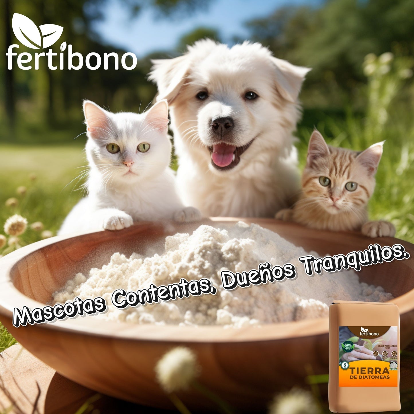 FERTIBONO Tierra de Diatomeas 100% Natural - Grado Alimenticio - 8 kg - Ideal para Mascotas, Plantas y Más