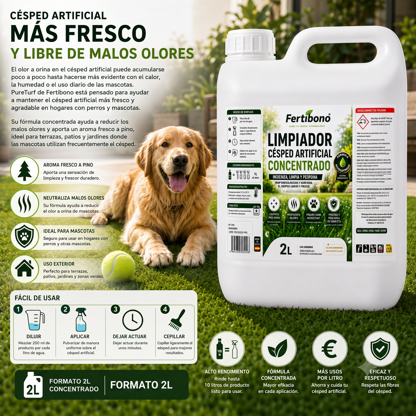 Fertibono PureTurf 2 L Limpiador Césped Artificial