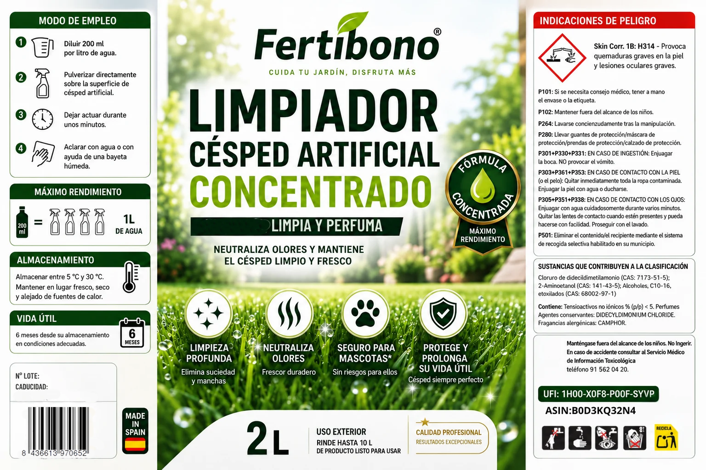 Fertibono PureTurf 2 L Limpiador Césped Artificial