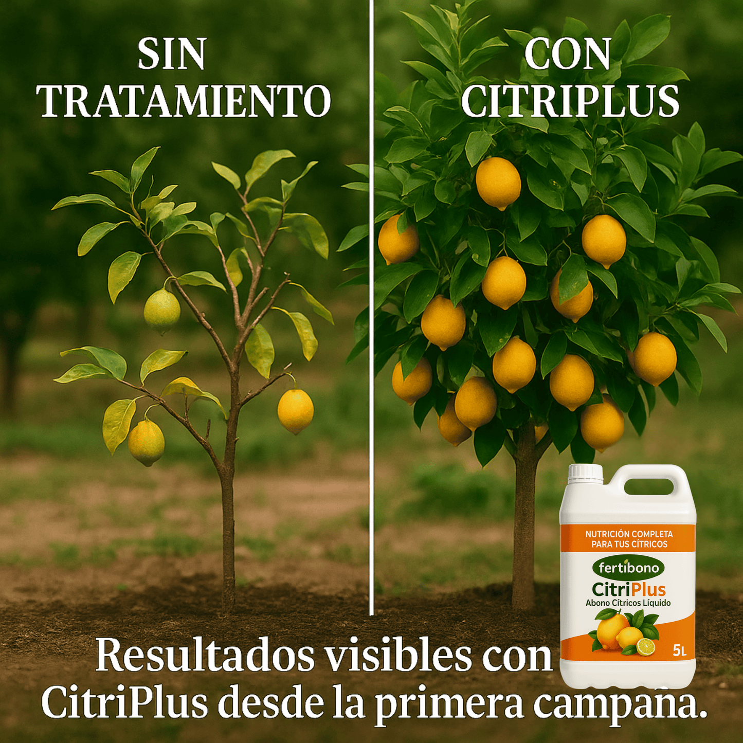 Fertibono CitriPlus: Abono Cítricos, (5L), Rico en Hierro, Zinc, Calcio,Manganeso, Magnesio, AminoAcidos y NPK - Abono Plantas, Ecológico, Residuo Cero