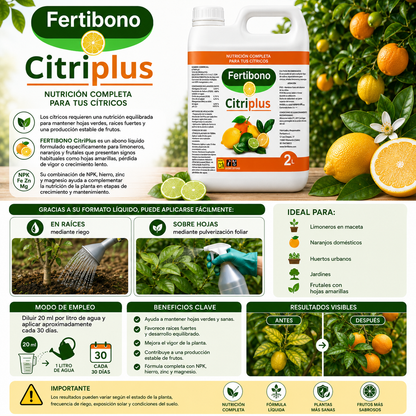 Abono para Cítricos con Hierro y NPK | Fertibono CitriPlus 2L
