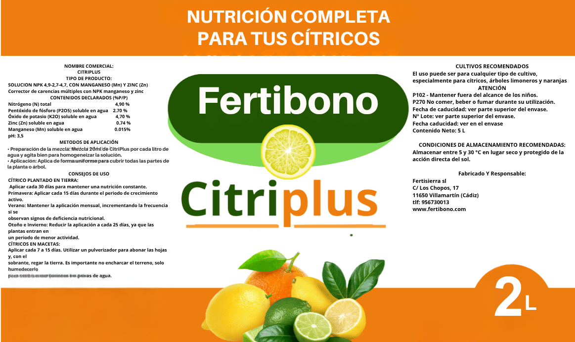 Abono para Cítricos con Hierro y NPK | Fertibono CitriPlus 2L