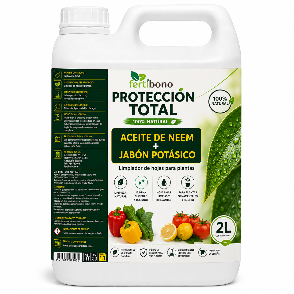 Jabón Potásico con Aceite Neem - Protección Total | Multiusos para Plantas y Huerto | 2 Litros