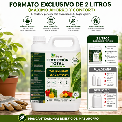 Jabón Potásico con Aceite Neem - Protección Total | Multiusos para Plantas y Huerto | 2 Litros