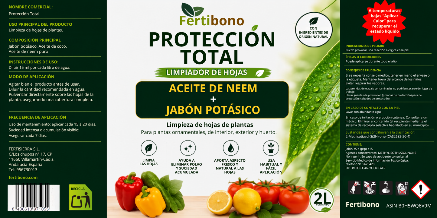 Jabón Potásico con Aceite Neem - Protección Total | Multiusos para Plantas y Huerto | 2 Litros