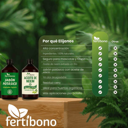 FERTIBONO BabyPlus - Jabón Potásico y Aceite de Neem – Pack 250 ml - Alta Concentración, Mayor Ahorro con Menor Dosis, Eficacia en el Cuidado de Plantas.
