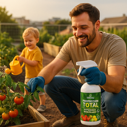 FERTIBONO PROTECCIÓN TOTAL | Solución Multiusos Natural para Plantas | 1 L |  Jabón Potásico + Aceite de Neem | Ideal para Huertos y Jardines