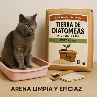Tierra de Diatomeas Micronizada 8 kg – Multiusos Natural: Absorbente de Humedad y Olores para Hogar, Mascotas, Jardín e Industria