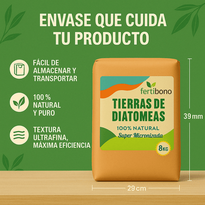 FERTIBONO Tierra de Diatomeas PREMIUM – 100 % Natural | Polvo Ultrafino 8 kg |Múltiples Aplicaciones | Alta Pureza Super Blanca | Vegano y Seguro