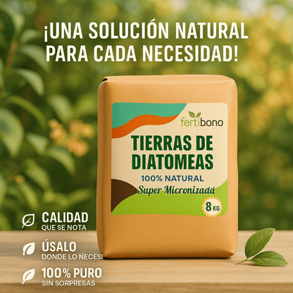 FERTIBONO Tierra de Diatomeas PREMIUM – 100 % Natural | Polvo Ultrafino 8 kg |Múltiples Aplicaciones | Alta Pureza Super Blanca | Vegano y Seguro
