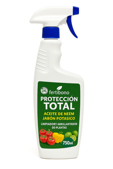 FERTIBONO PROTECCIÓN TOTAL | Solución Multiusos Natural para Plantas |750ml| Jabón Potásico + Aceite de Neem | Ideal para Huertos y Jardines