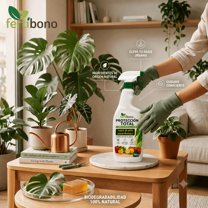 FERTIBONO PROTECCIÓN TOTAL | Solución Multiusos Natural para Plantas |750ml| Jabón Potásico + Aceite de Neem | Ideal para Huertos y Jardines