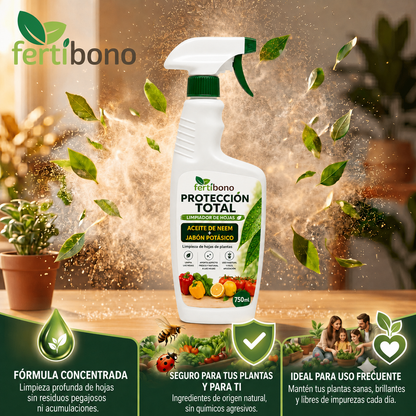 FERTIBONO PROTECCIÓN TOTAL | Solución Multiusos Natural para Plantas |750ml| Jabón Potásico + Aceite de Neem | Ideal para Huertos y Jardines