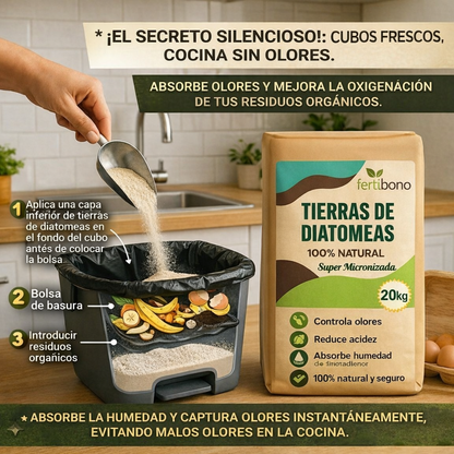 Tierra Diatomeas 20kg Micronizada Natural - Multiusos Plantas y Absorbente Olores Mascotas - Saco Ahorro Multiusos