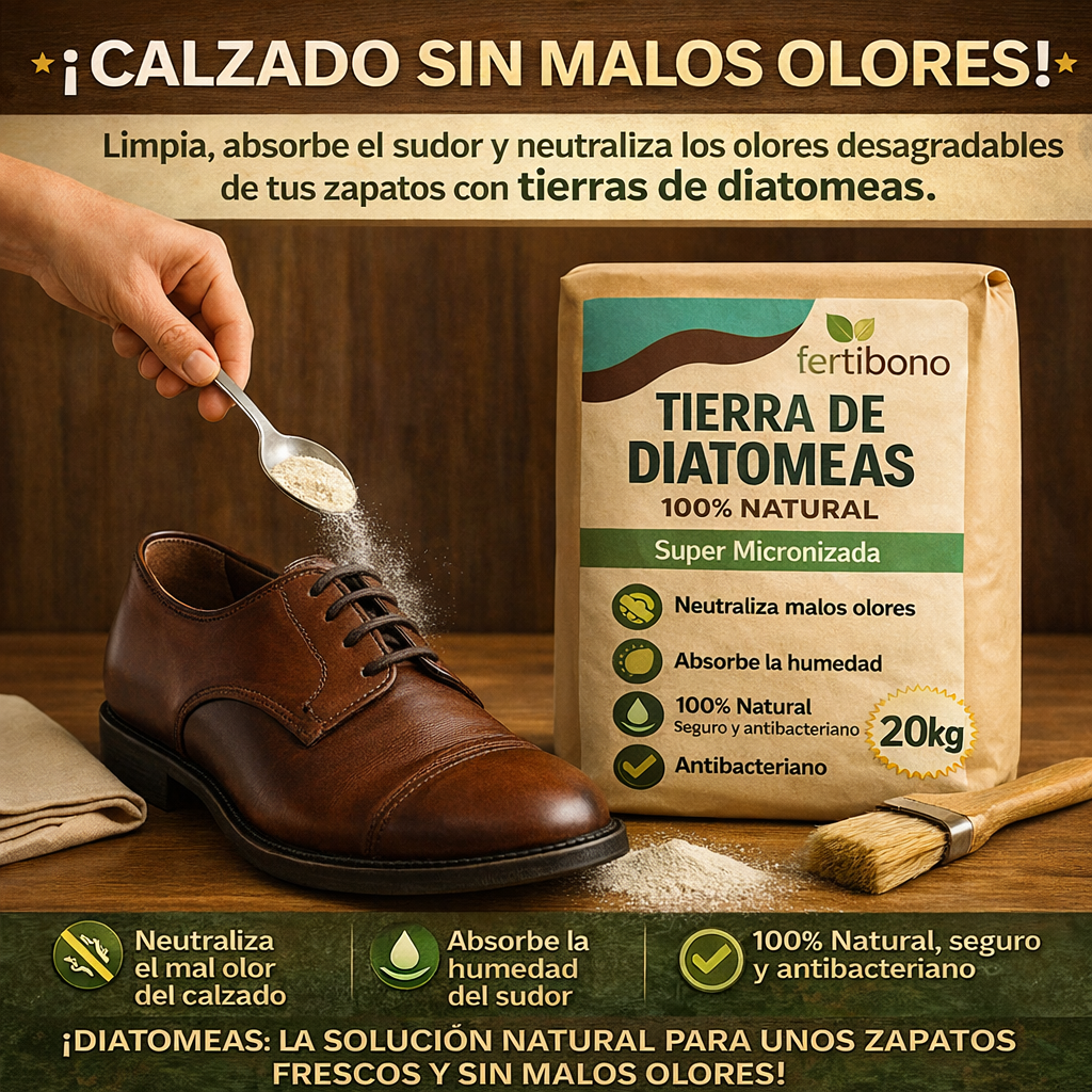 Tierra Diatomeas 20kg Micronizada Natural - Multiusos Plantas y Absorbente Olores Mascotas - Saco Ahorro Multiusos