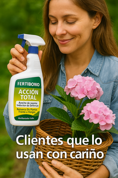 FERTIBONO ACCIÓN TOTAL – Aceite de Neem para plantas – 750 ml – Solución Multiuso - Uso en Jardín y Huerto