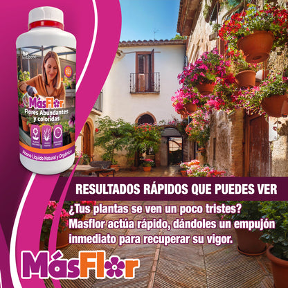 FERTIBONO MásFlor - Fertilizante que Revive tus Plantas Verdes y Flores, Abono Liquido, [100%] Natural y Orgánico, 1L