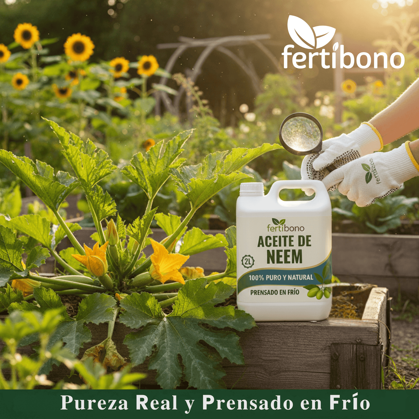 FERTIBONO Aceite de Neem 100% Puro y Natural - Extraído de Semillas - Vitalidad y Bienestar para Plantas - Hidratación y Nutrición Natural - Residuo Cero - 2L