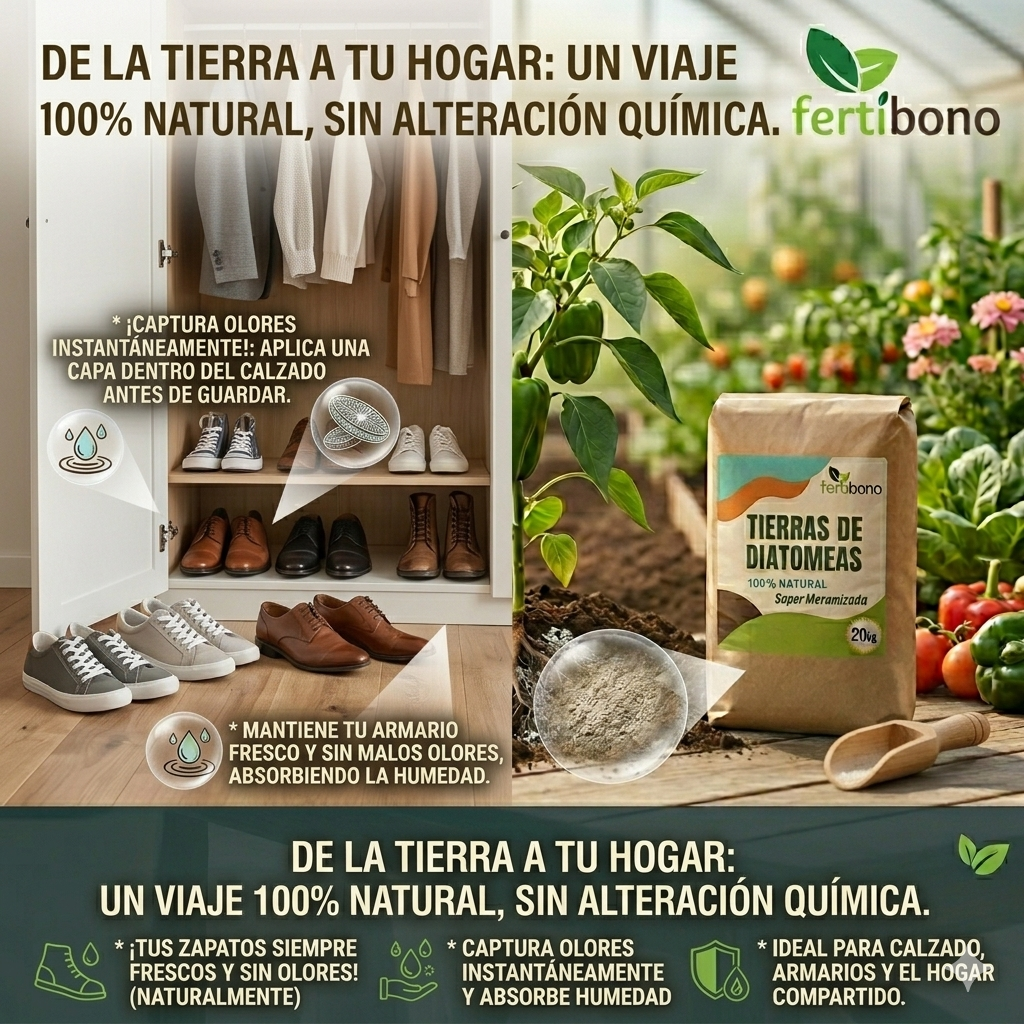 Tierra Diatomeas 20kg Micronizada Natural - Multiusos Plantas y Absorbente Olores Mascotas - Saco Ahorro Multiusos