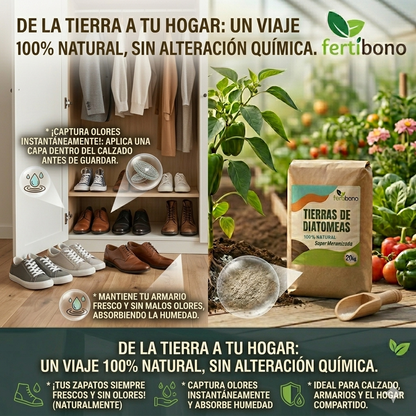 Tierra Diatomeas 20kg Micronizada Natural - Multiusos Plantas y Absorbente Olores Mascotas - Saco Ahorro Multiusos
