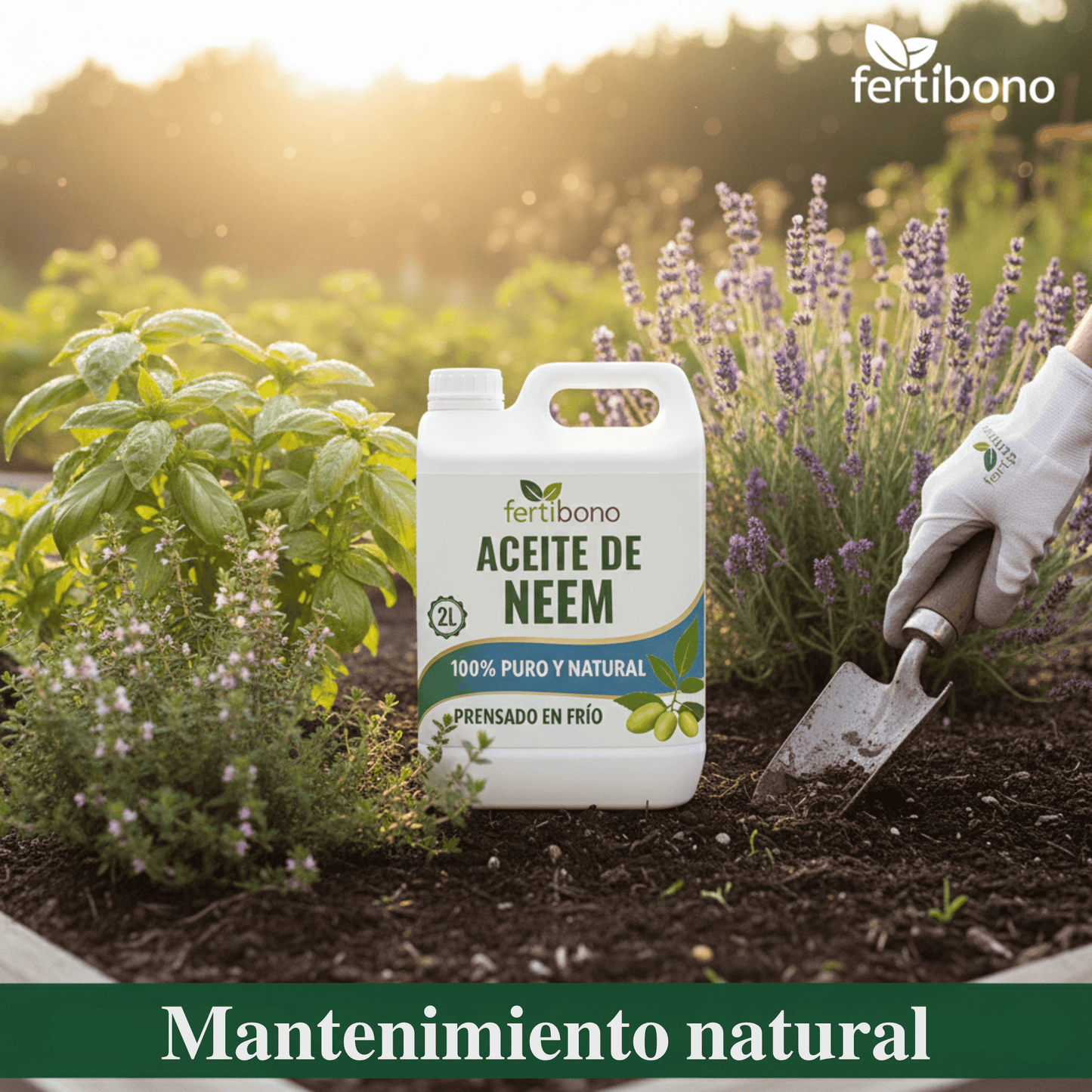 FERTIBONO Aceite de Neem 100% Puro y Natural - Extraído de Semillas - Vitalidad y Bienestar para Plantas - Hidratación y Nutrición Natural - Residuo Cero - 2L