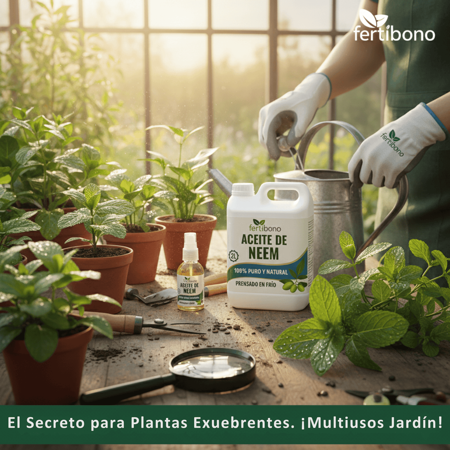 FERTIBONO Aceite de Neem 100% Puro y Natural - Extraído de Semillas - Vitalidad y Bienestar para Plantas - Hidratación y Nutrición Natural - Residuo Cero - 2L
