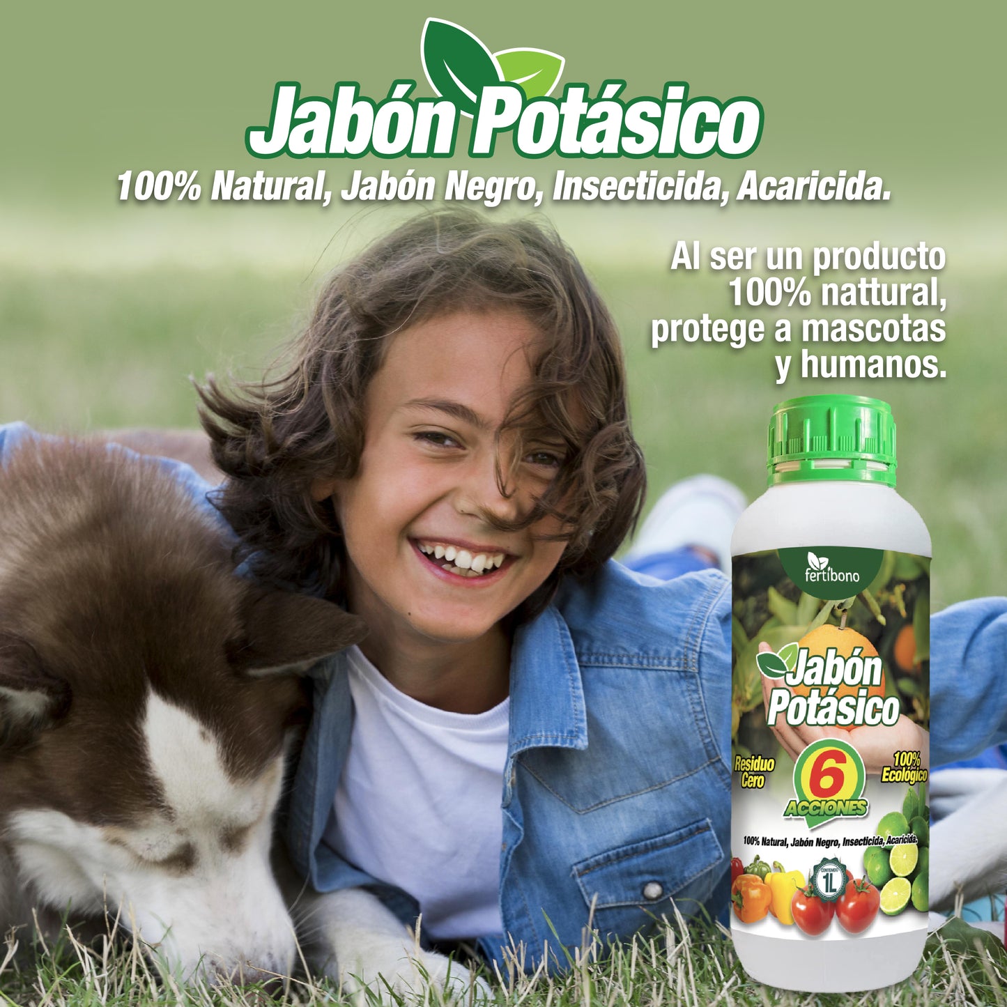 FERTIBONO Jabón Potásico y Aceite de Neem, 100% Naturales para Control de Plagas y Enfermedades en Plantas – Máxima Concentración y Máxima Efectividad (Pack 1L +1L)